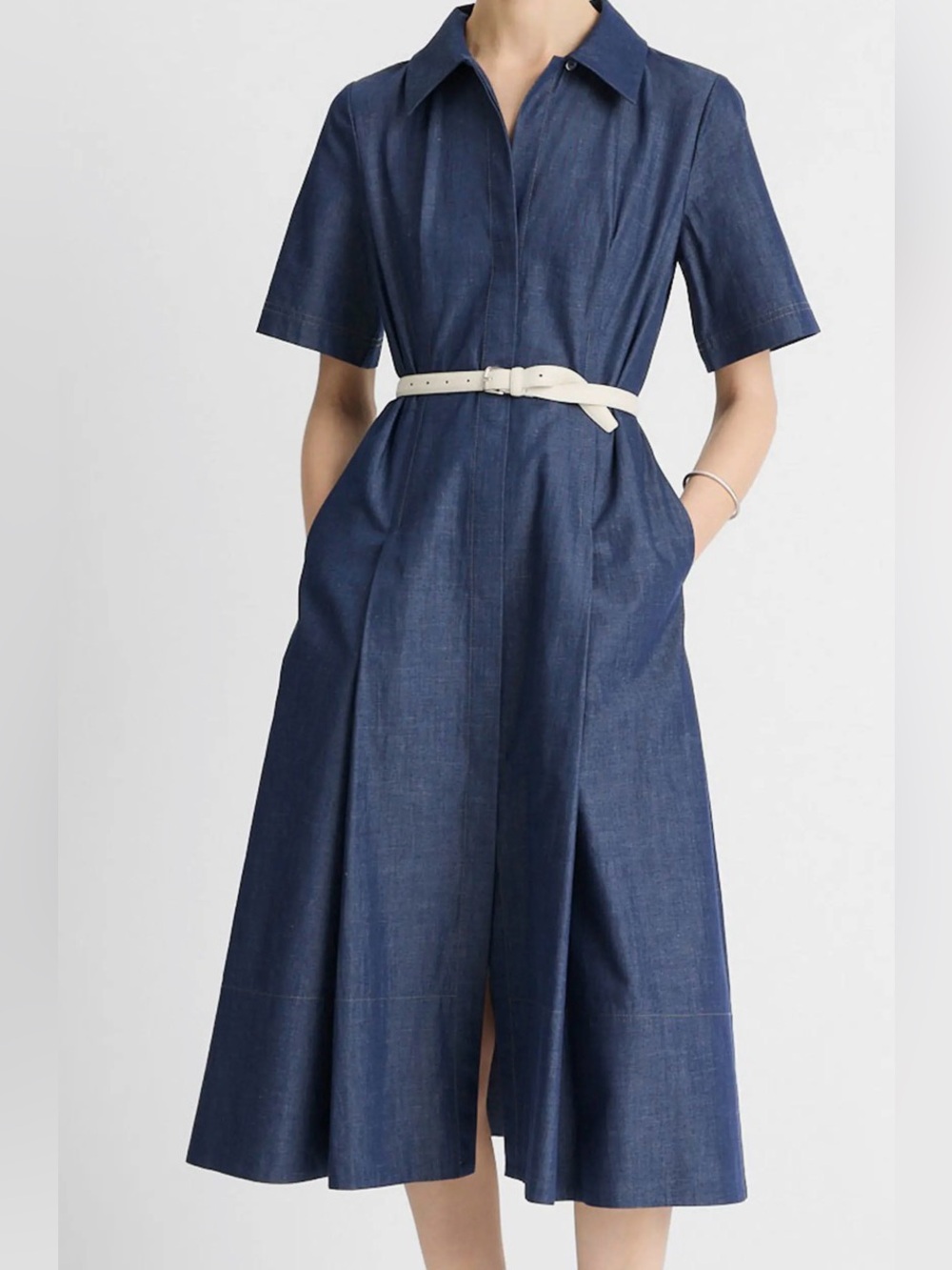 Vince Fit & Flare Denim Shirtdress Deep Indigo Size M - Picture 4 of 9